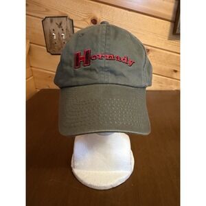 Hornady Hat Cap Strap Back Mens One Size Green Twill Hunting Embroidered Logo